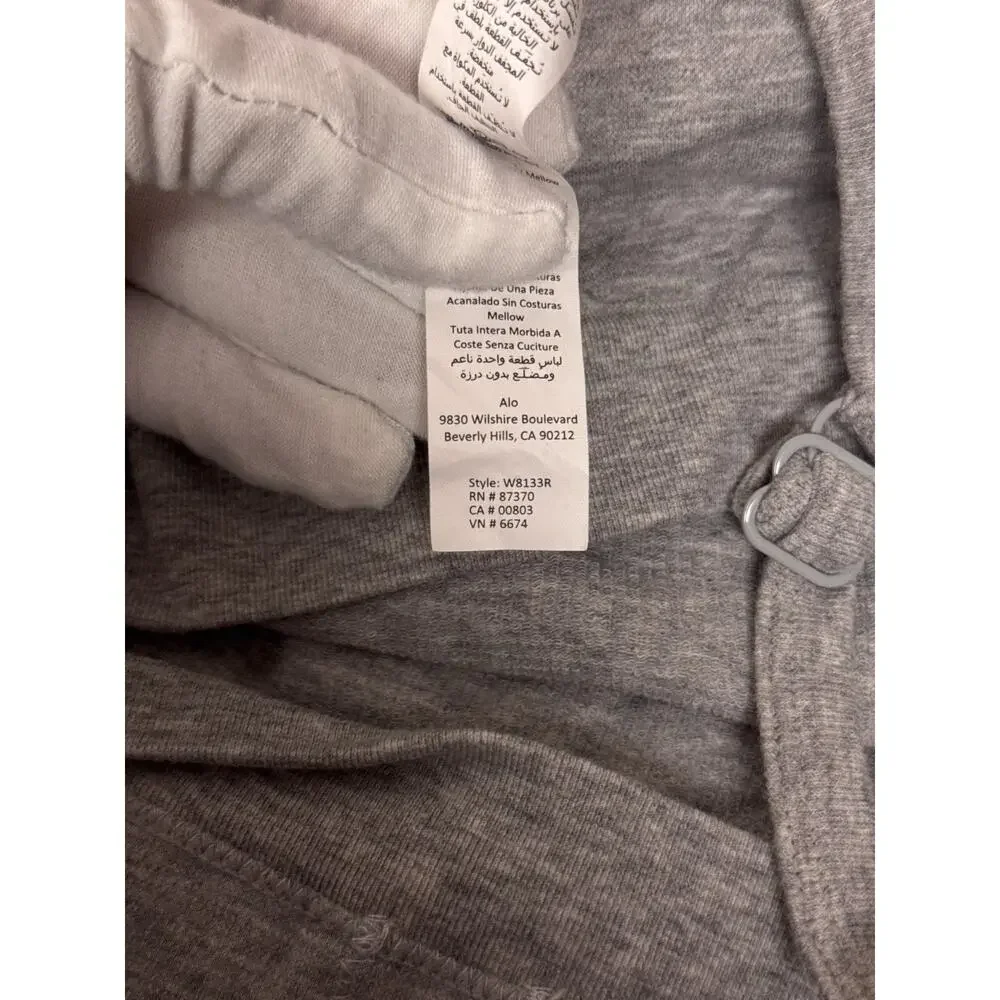 ALO Seamless Ribbed Mellow Romper Medium Womens Heather Gray
